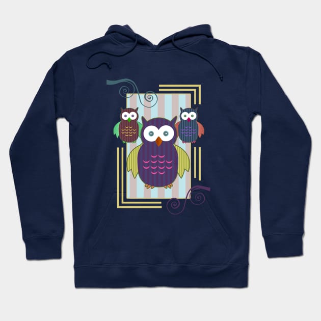 Striped Owls Hoodie by adamzworld